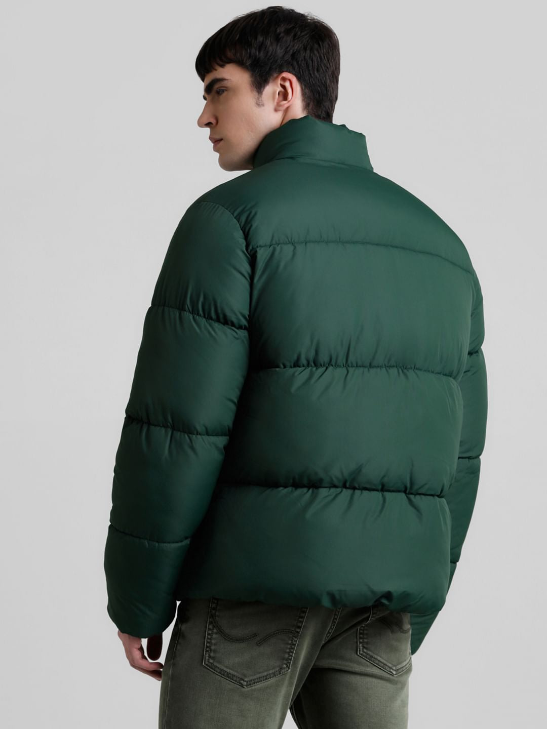 Green High Neck Puffer Jacket