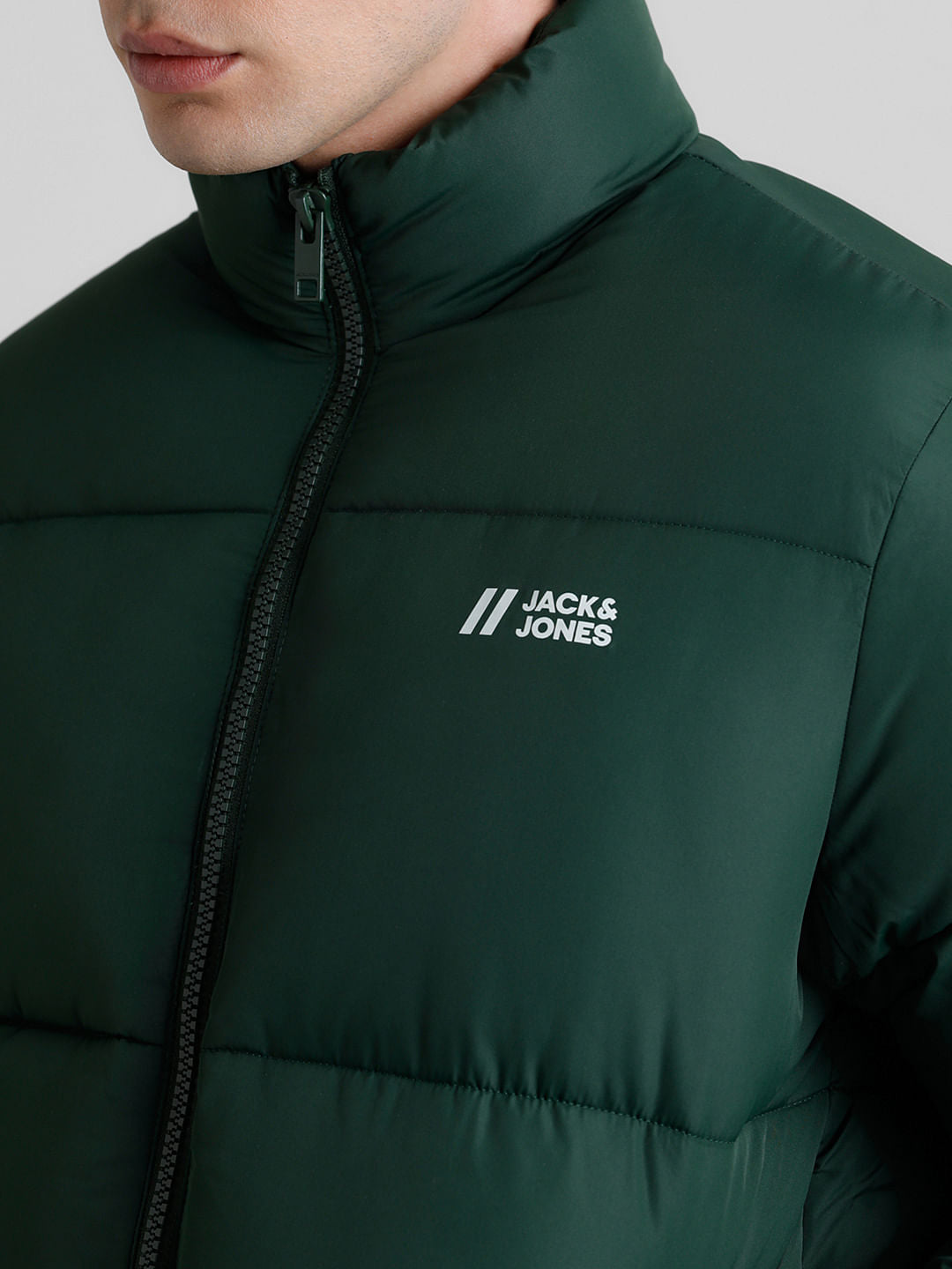 Green High Neck Puffer Jacket