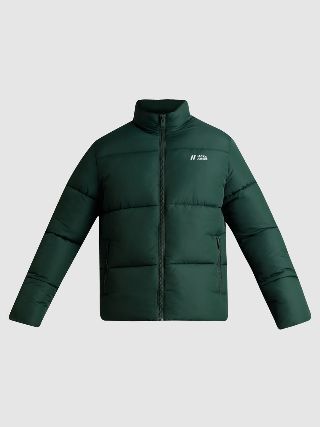 Green High Neck Puffer Jacket