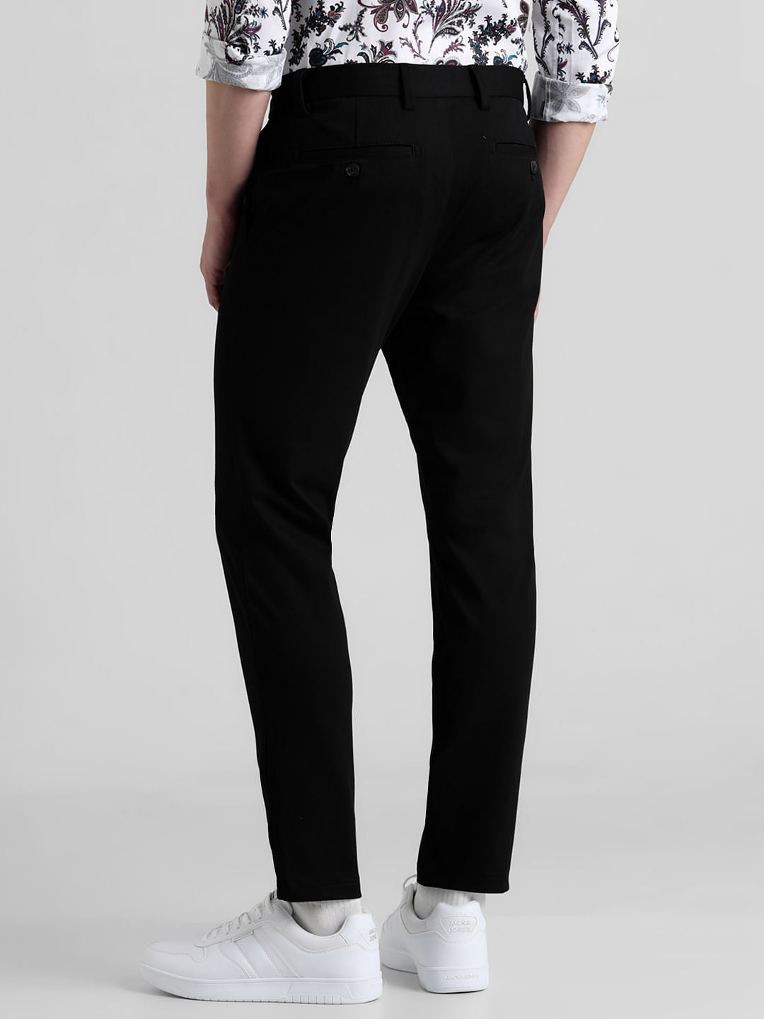 Black Mid Rise Slim Fit Chinos