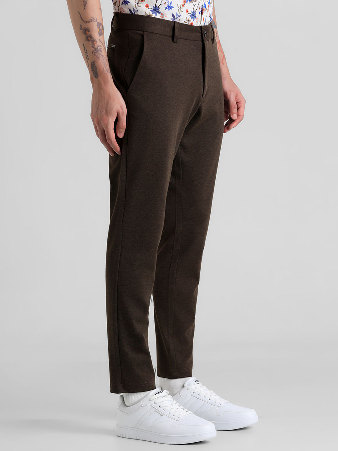 Dark Brown Mid Rise Slim Fit Chinos