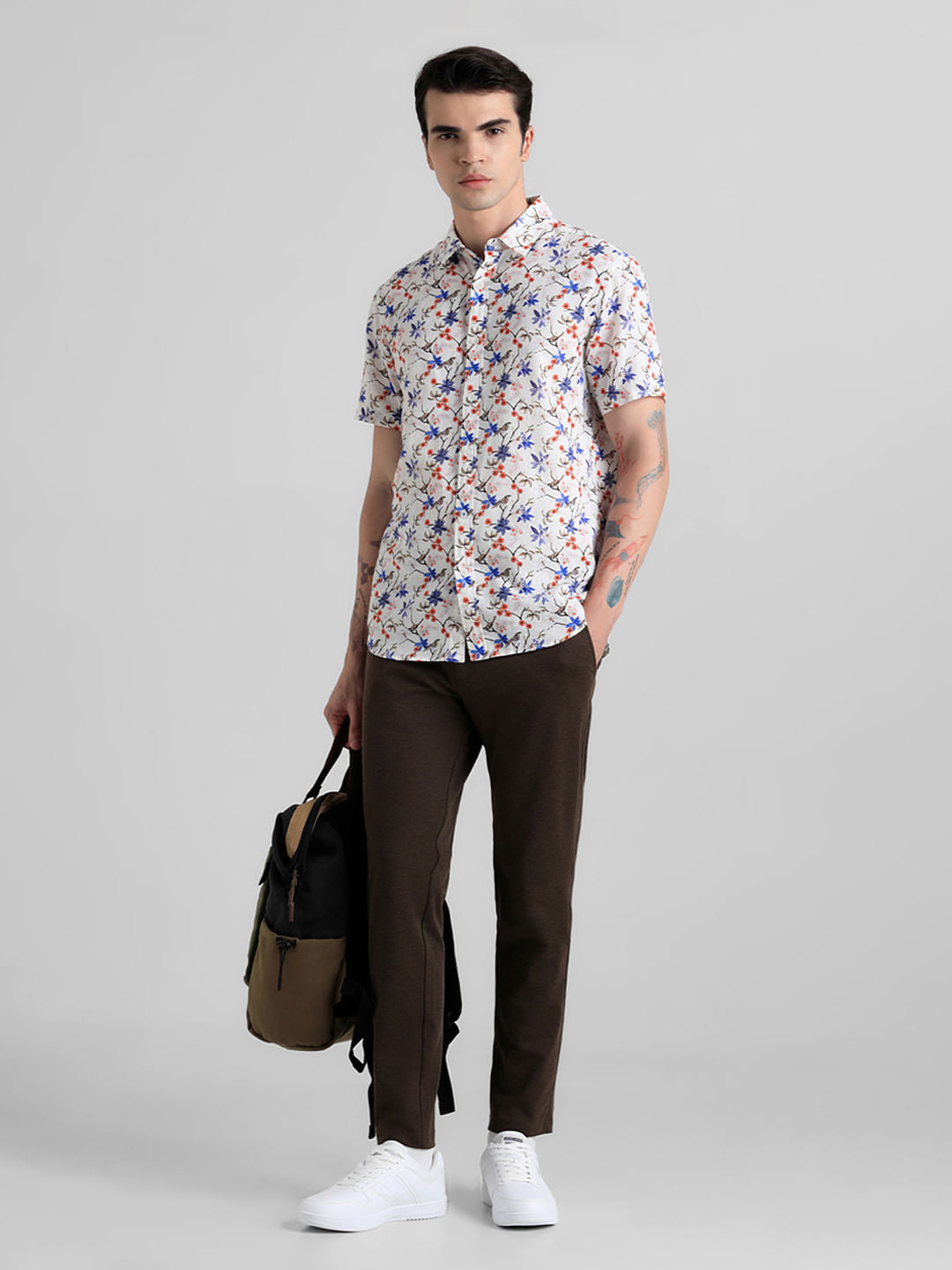 Dark Brown Mid Rise Slim Fit Chinos