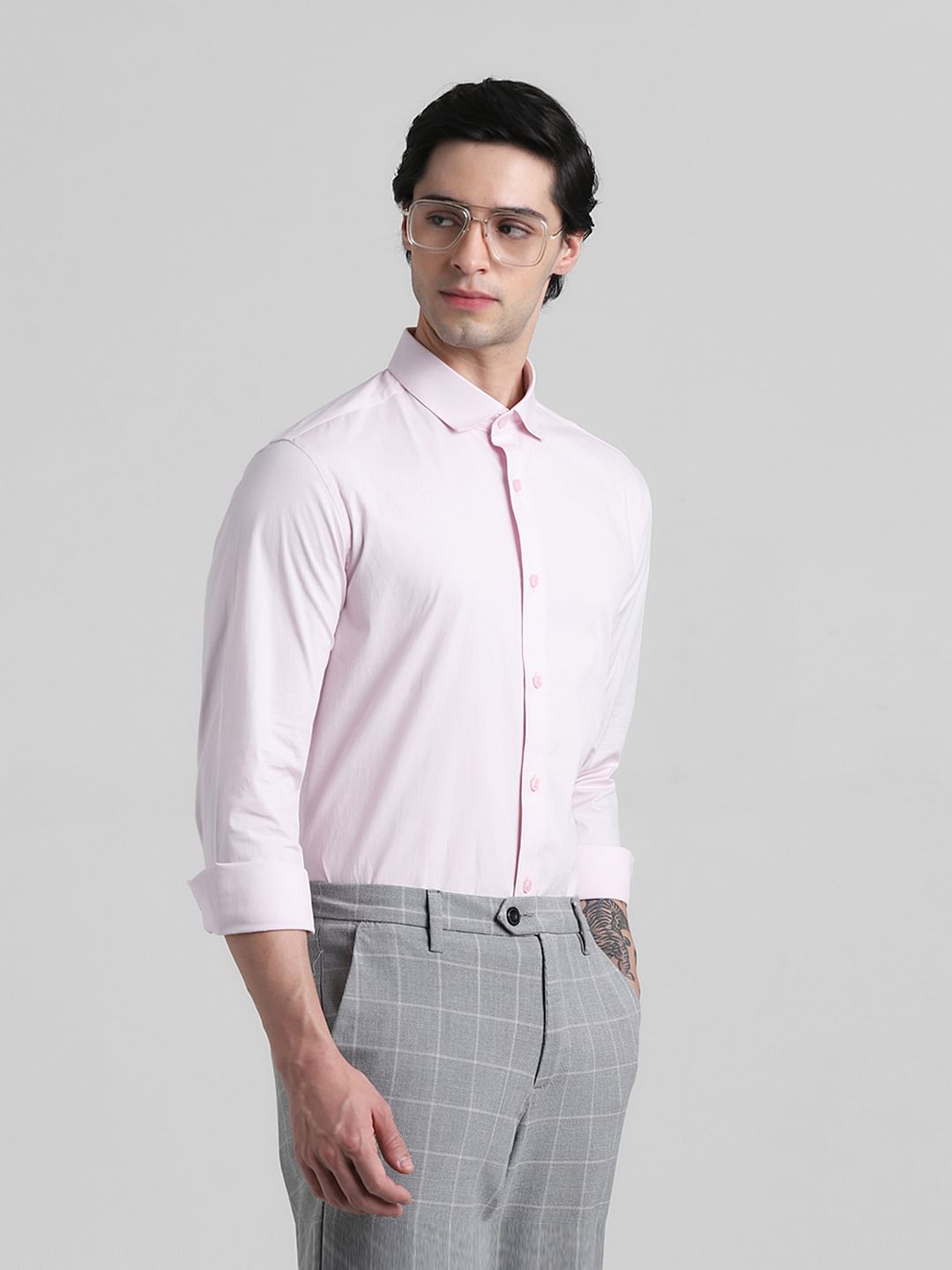 Lavender Cotton Full Sleeves Shirt - S
