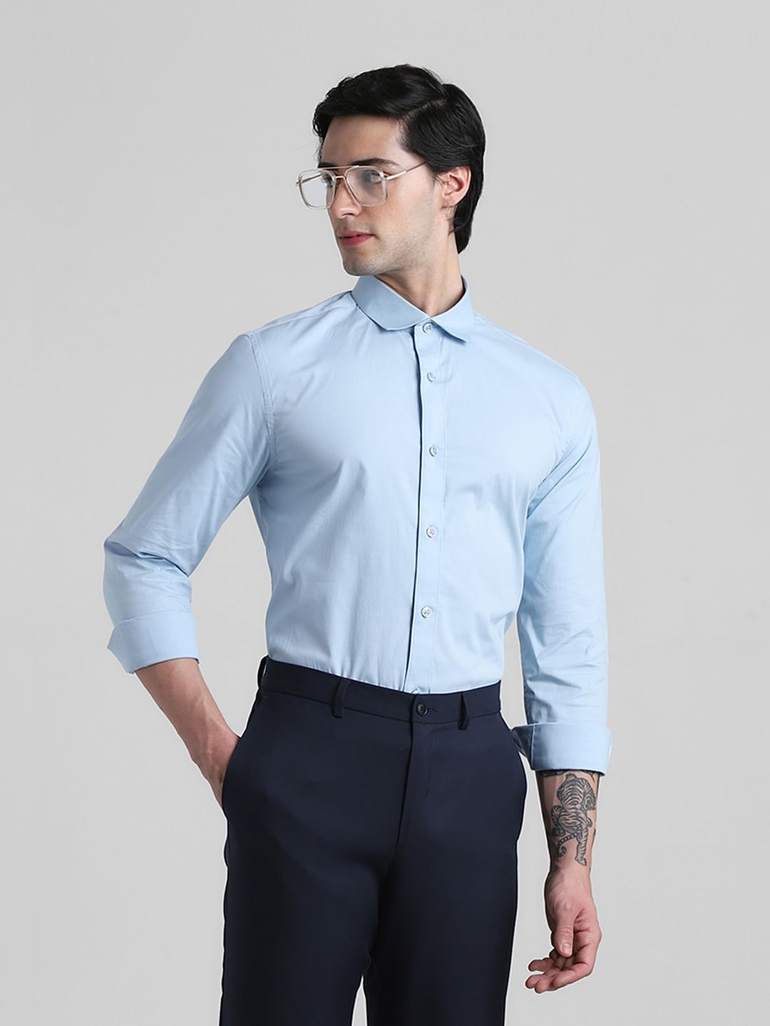 Blue Formal Full Sleeves Shirt - XL