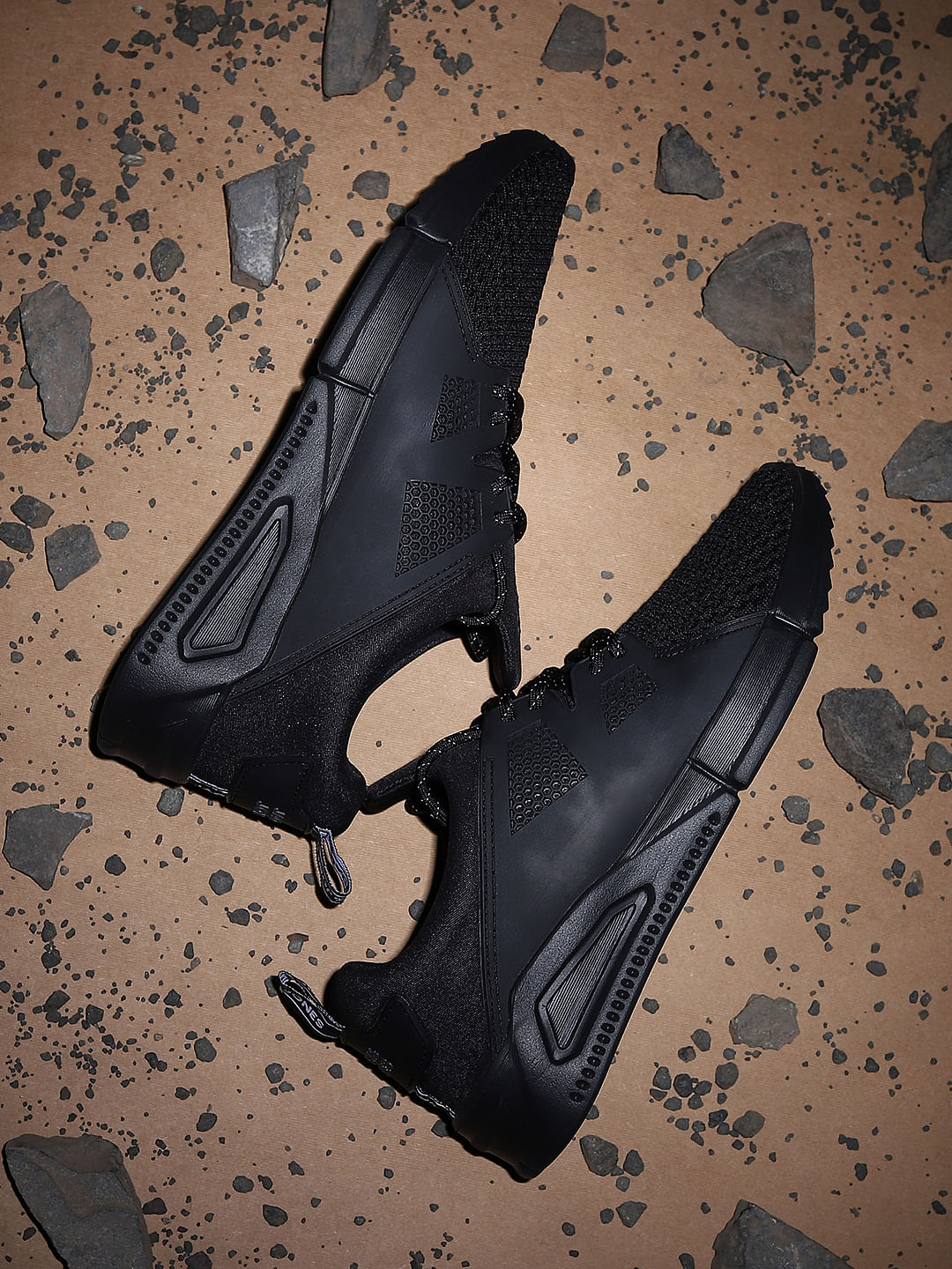 Black Knit Lace-Up Sneakers - 6