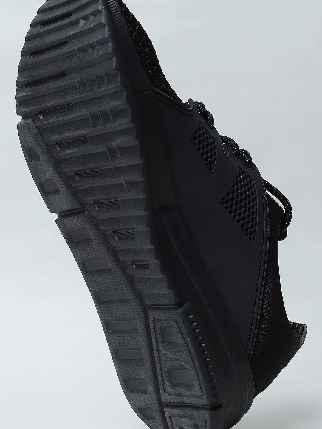 Black Knit Lace-Up Sneakers