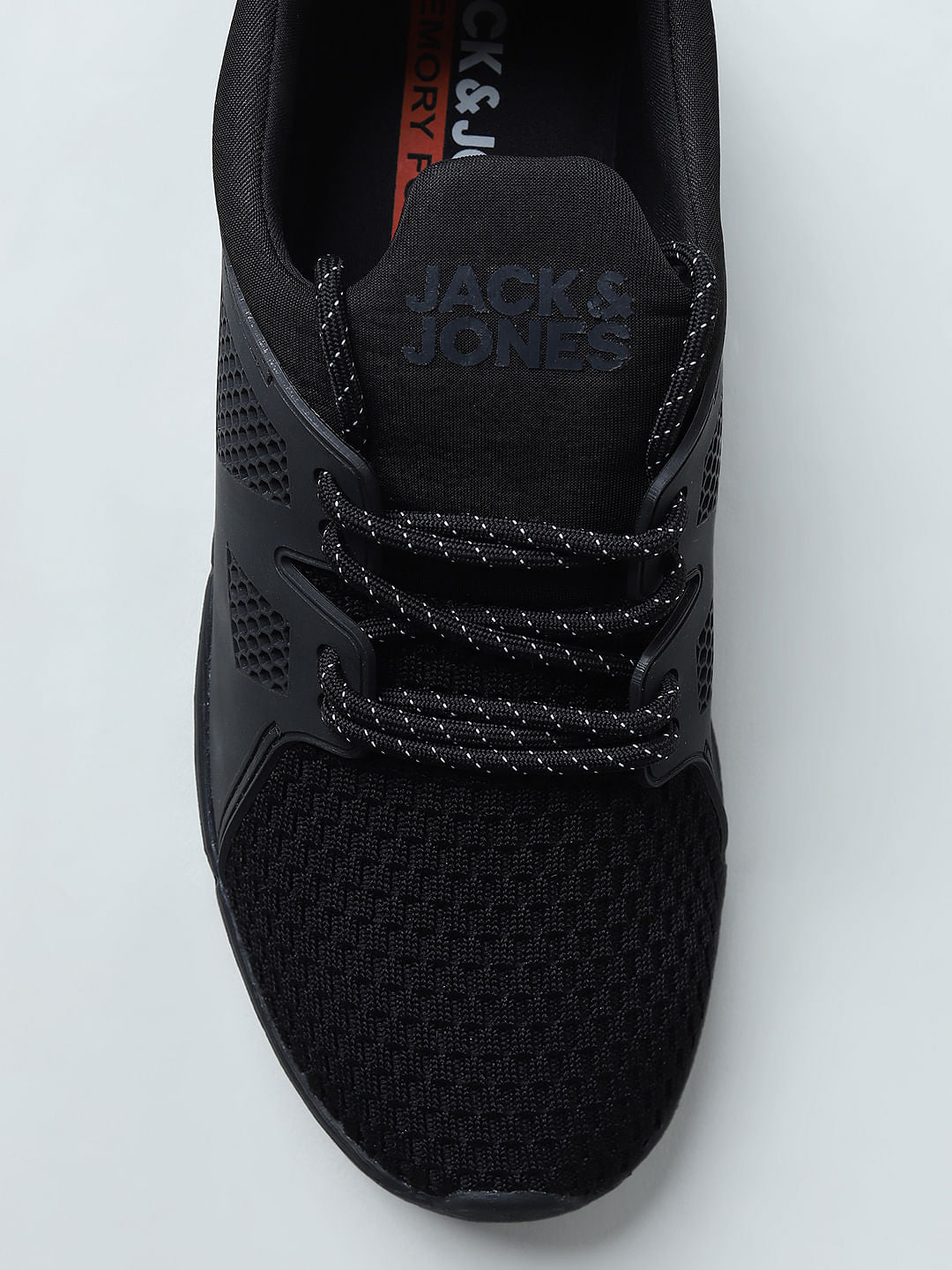 Black Knit Lace-Up Sneakers