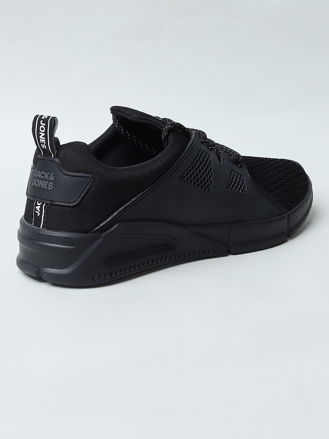 Black Knit Lace-Up Sneakers