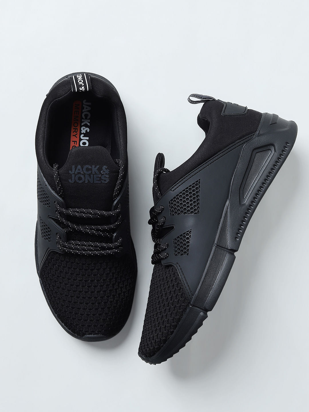 Black Knit Lace-Up Sneakers