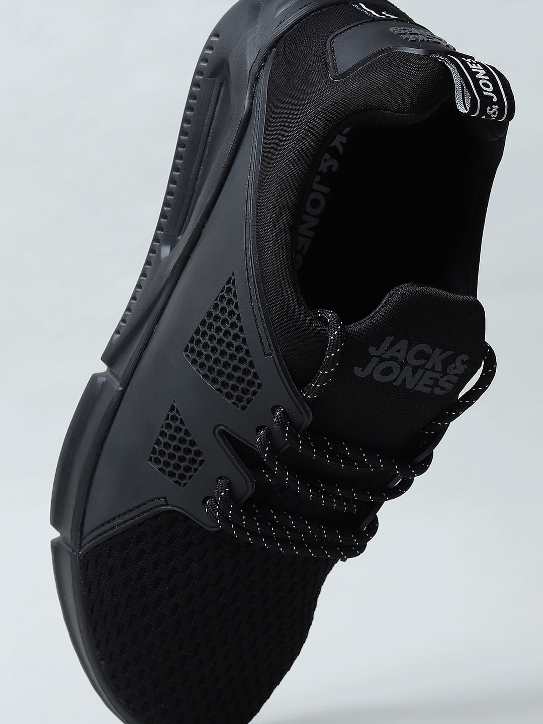 Black Knit Lace-Up Sneakers