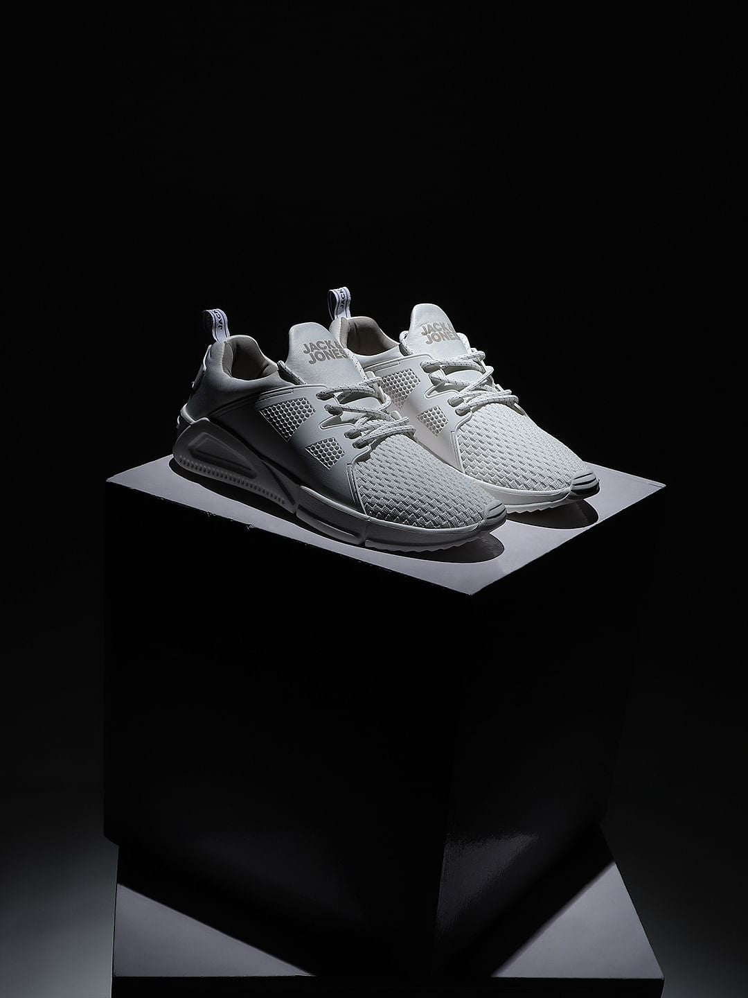 White Knit Lace-Up Sneakers - 6