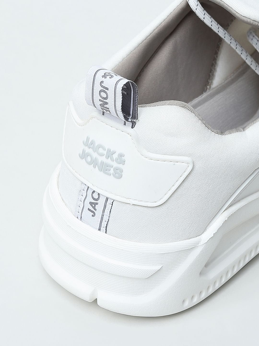 White Knit Lace-Up Sneakers
