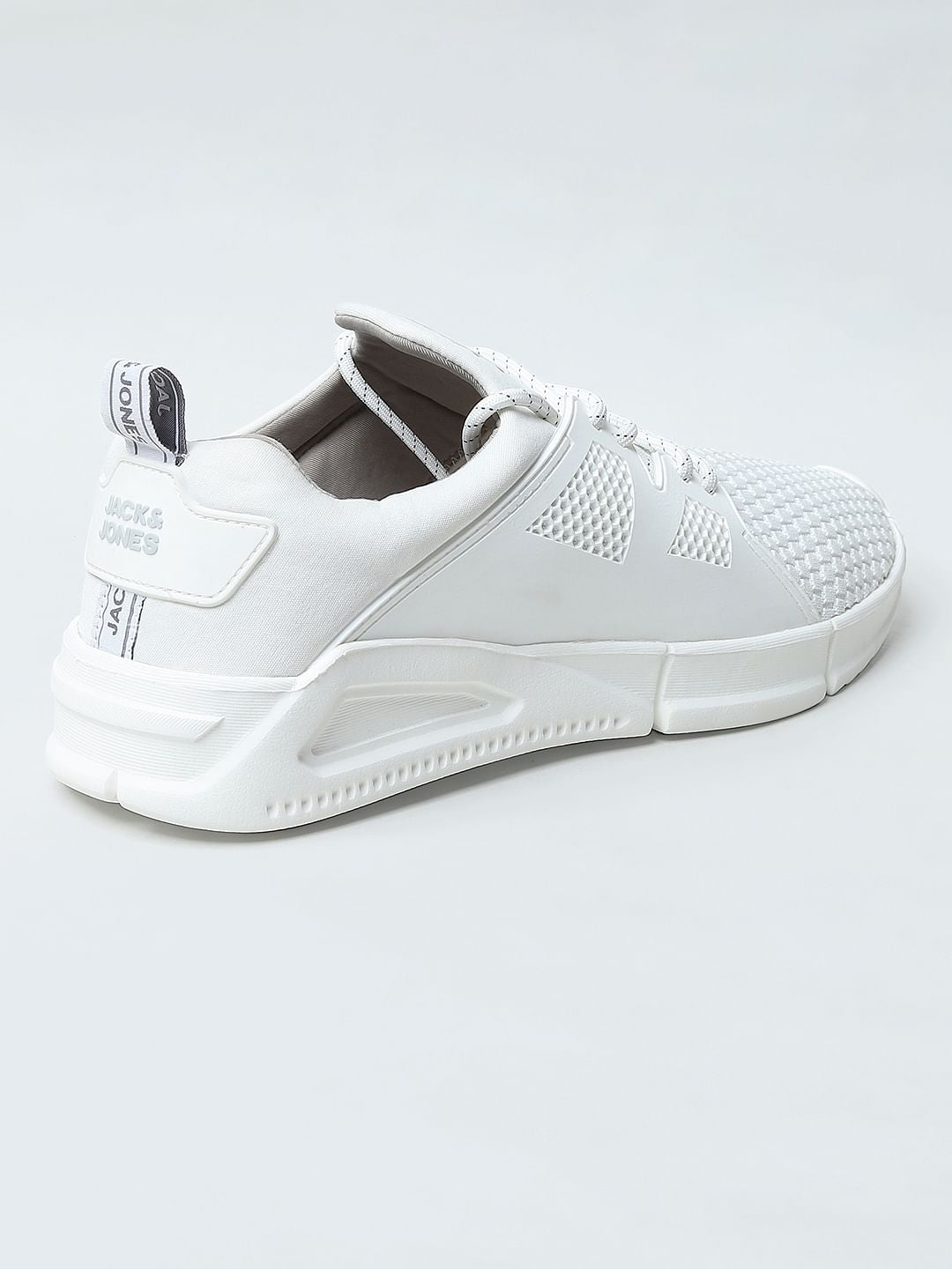 White Knit Lace-Up Sneakers