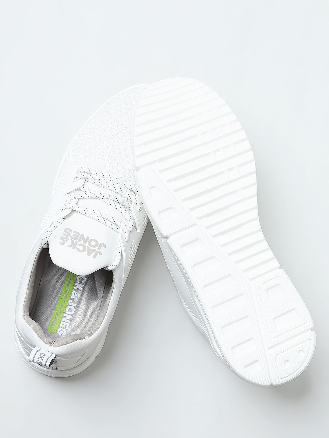 White Knit Lace-Up Sneakers