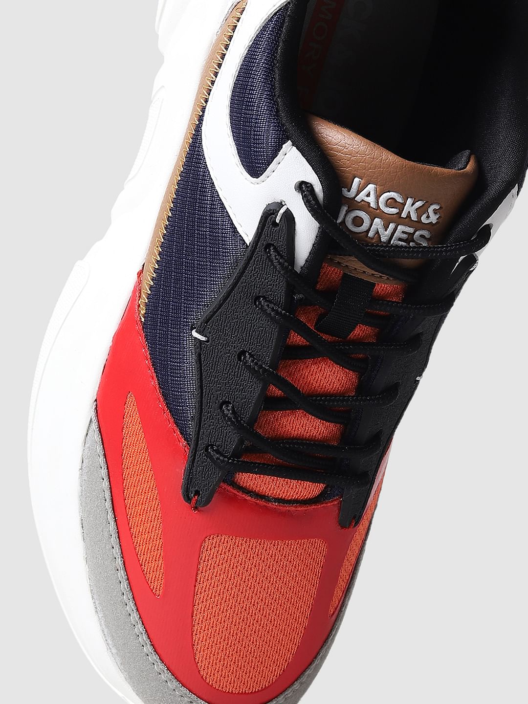 Grey & Red Colourblocked Sneakers