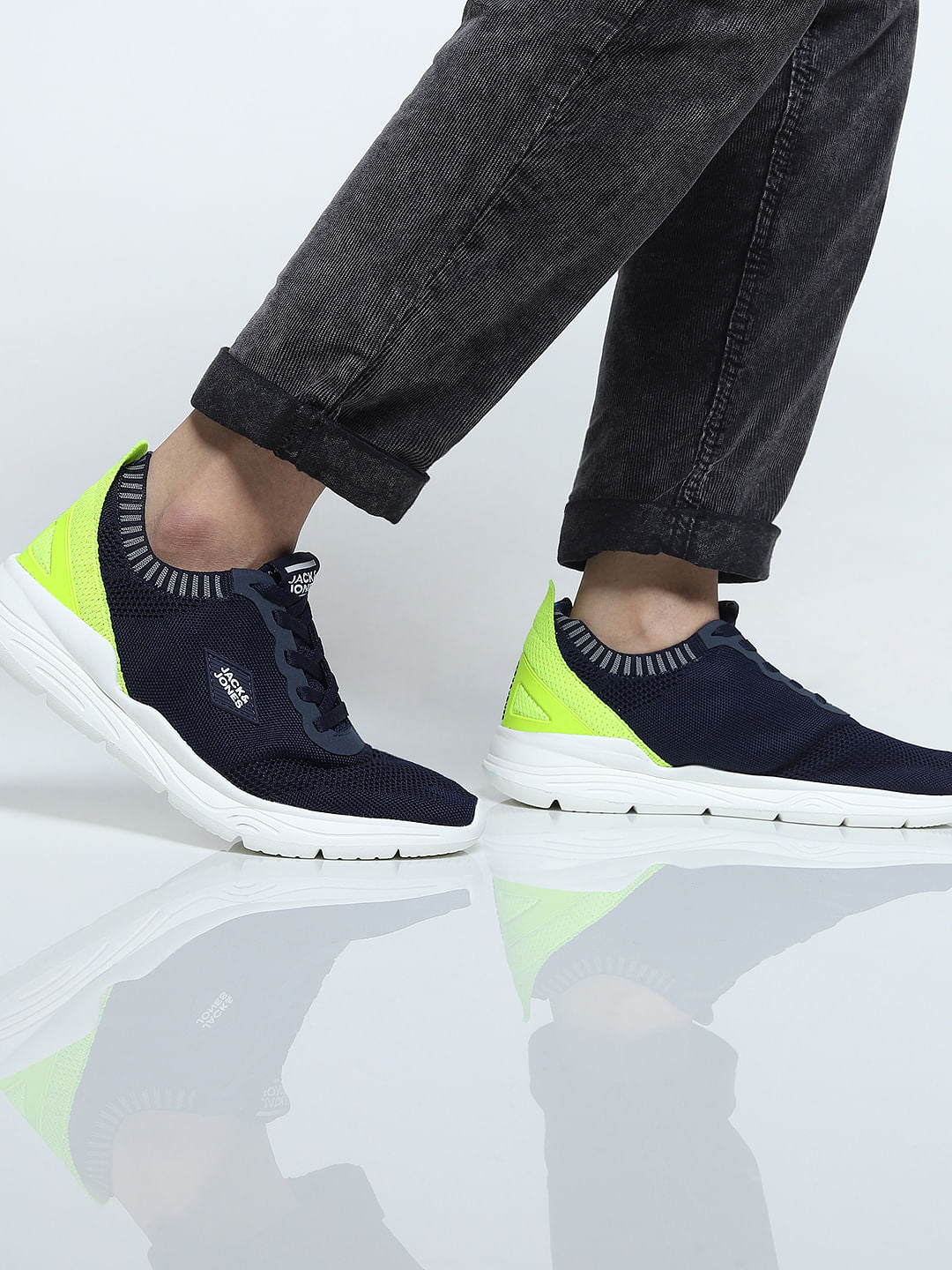 Navy Blue Mesh Sneakers - 6
