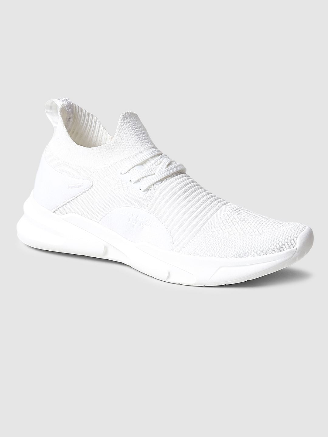 White Mesh Lace Up Sneakers