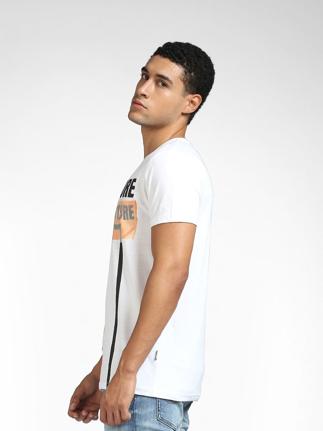 White Graphic Print Crew Neck T-shirt