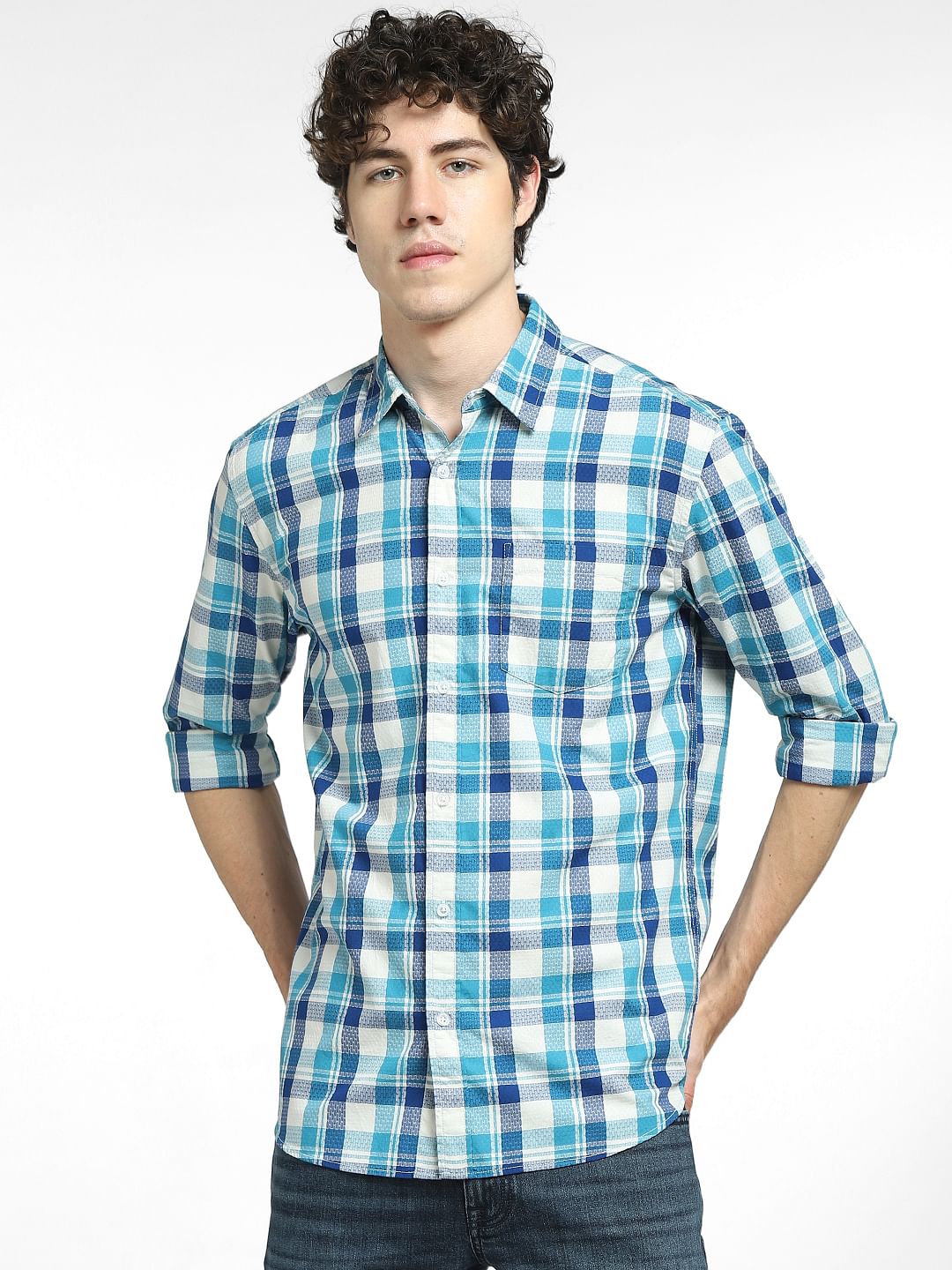 Blue Check Full Sleeves Shirt