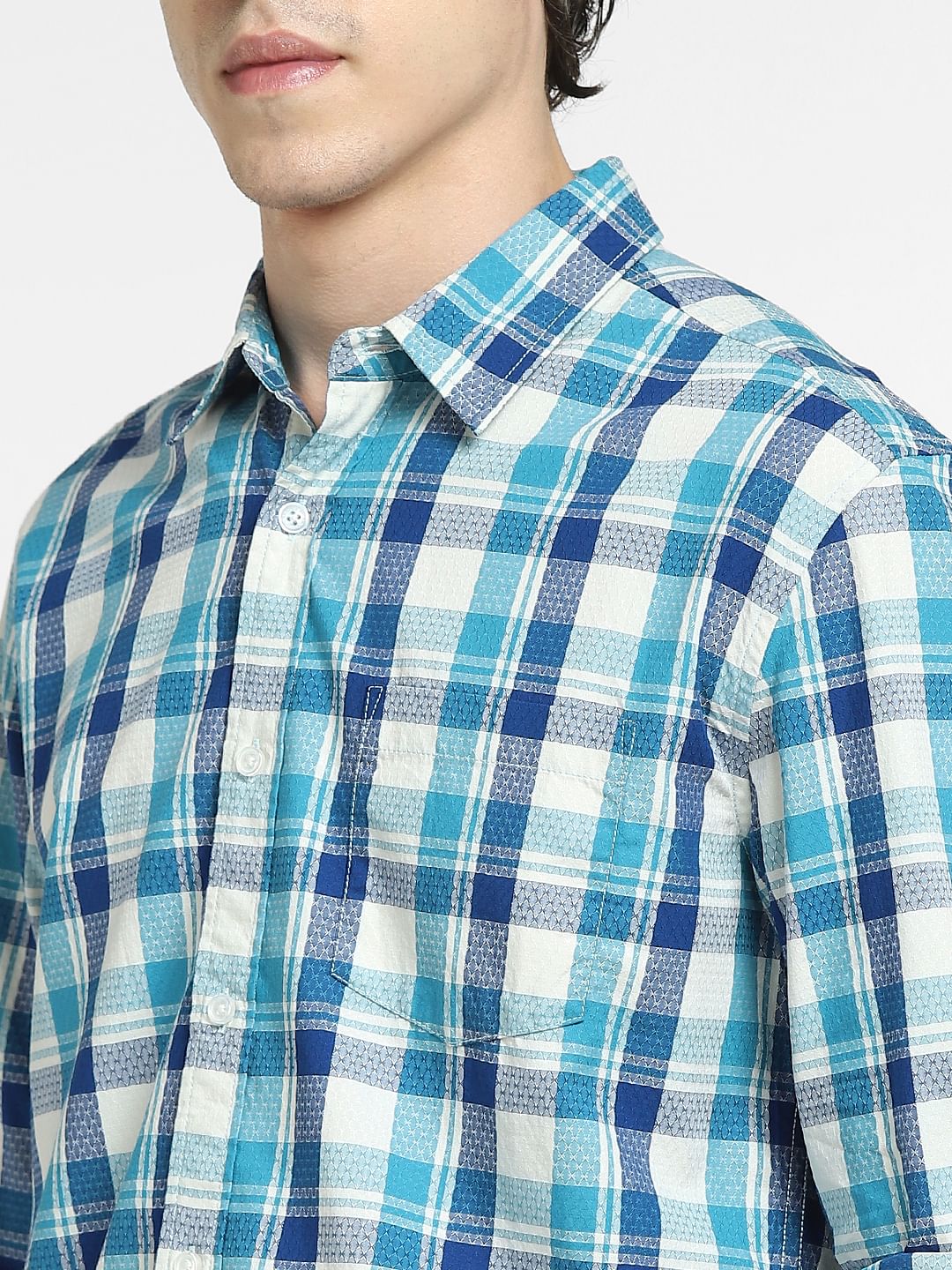 Blue Check Full Sleeves Shirt