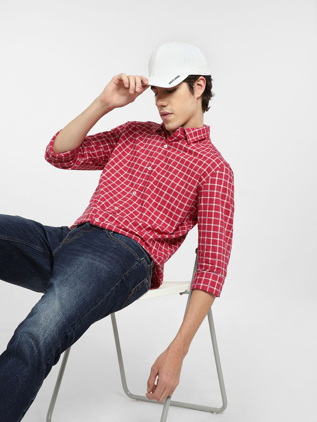 Red Check Full Sleeves Shirt - S