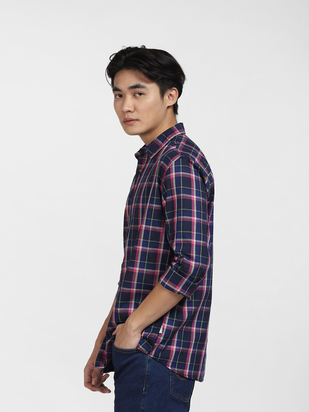 Blue Check Print Full Sleeves Shirt