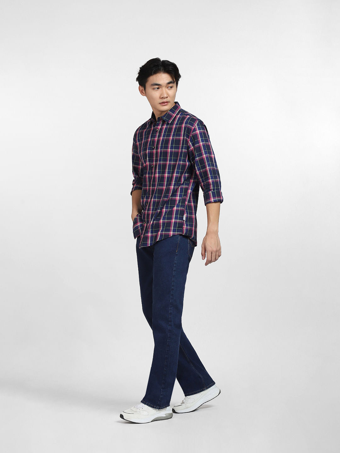 Blue Check Print Full Sleeves Shirt