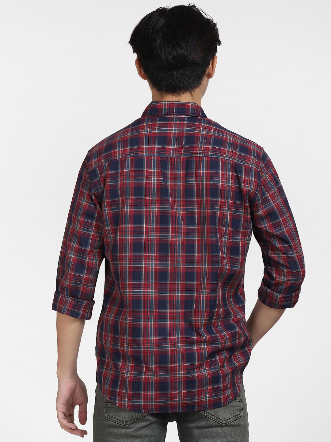 Red Check Print Full Sleeves Shirt