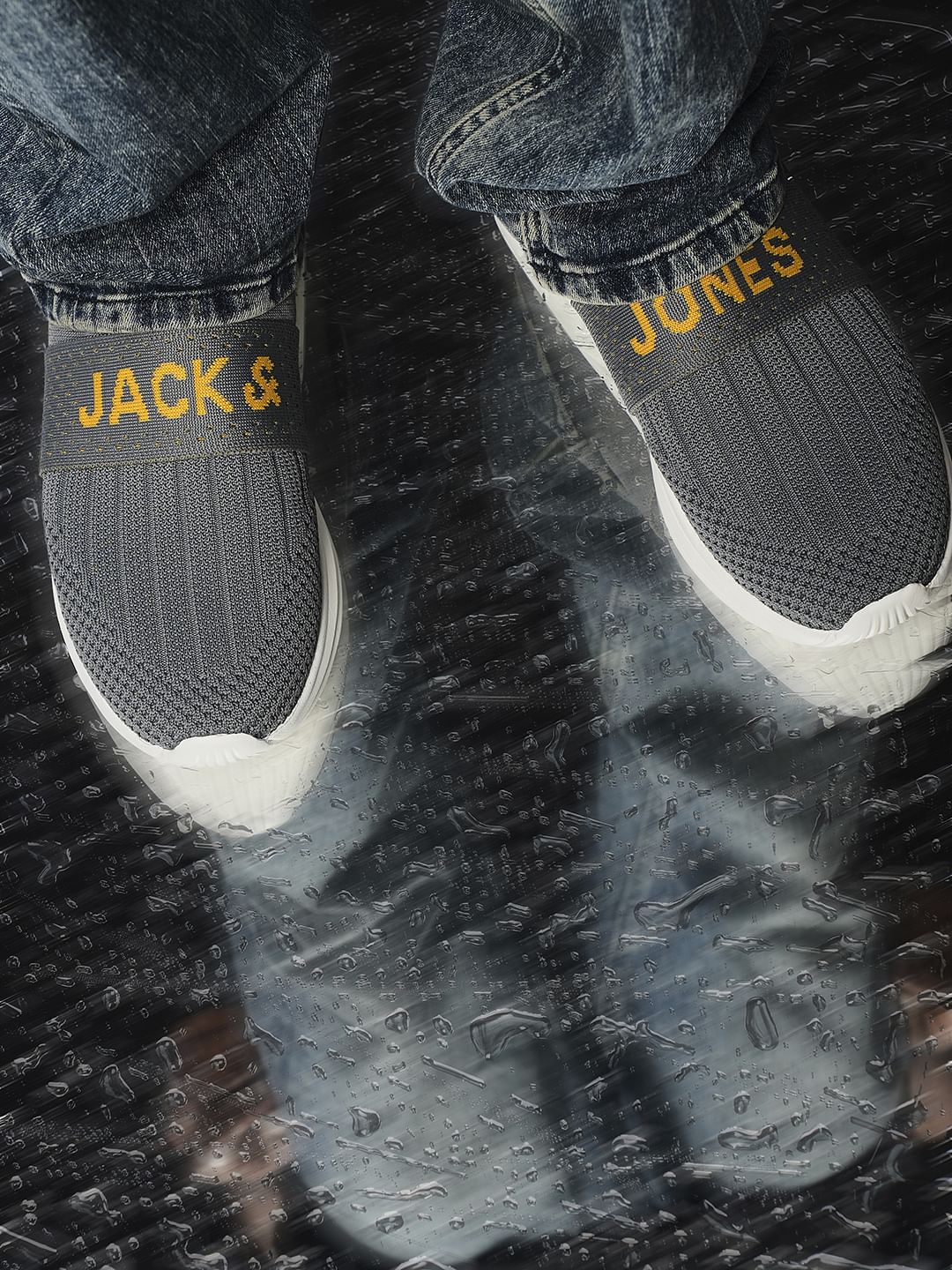 Ash Grey Knitted Slip On Sneakers