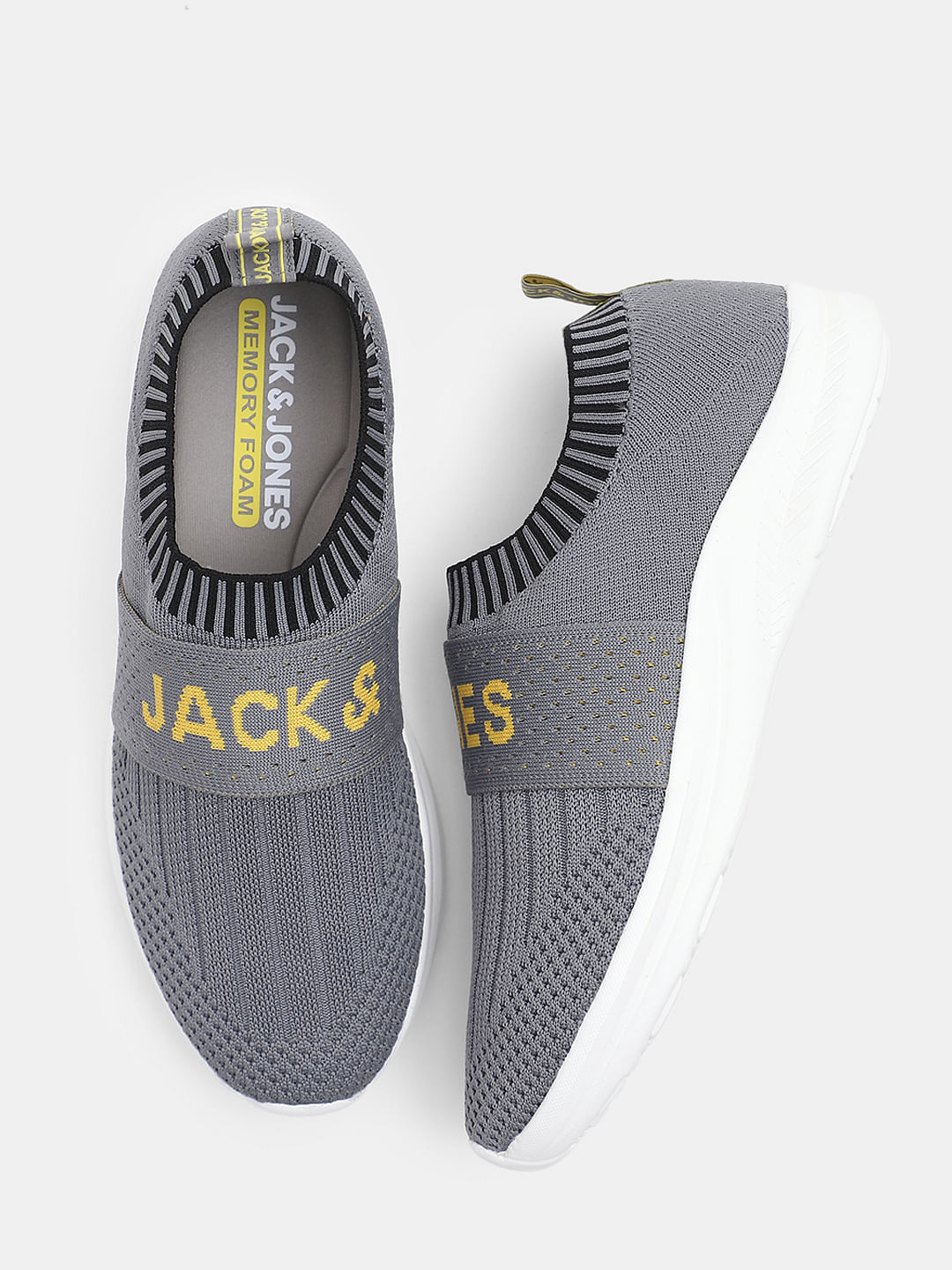 Ash Grey Knitted Slip On Sneakers