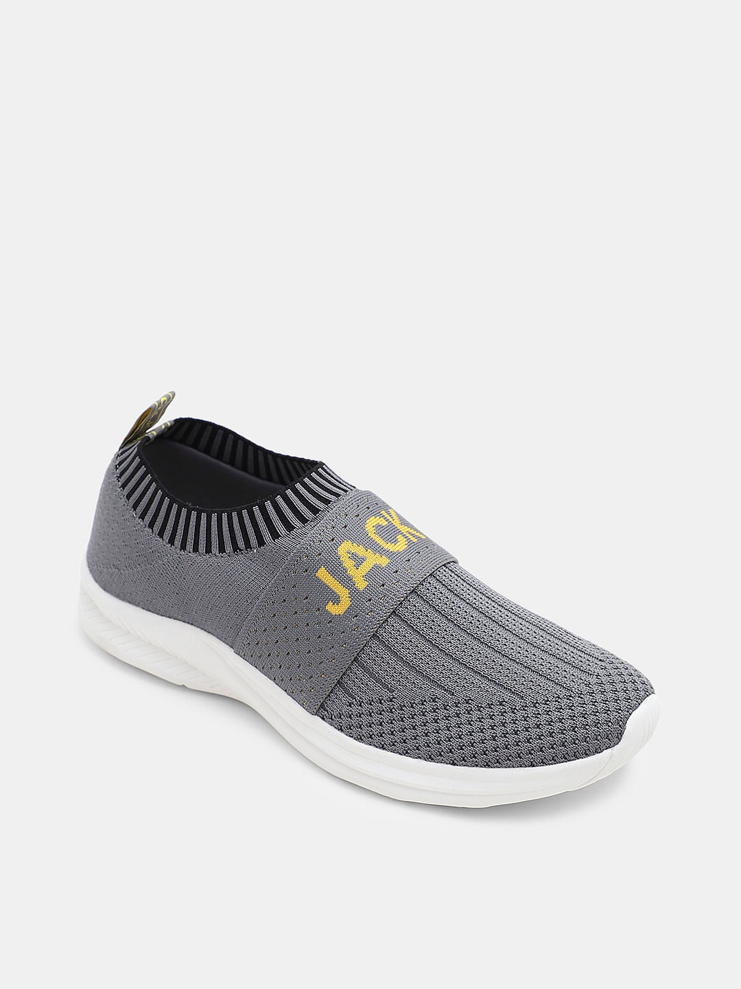 Ash Grey Knitted Slip On Sneakers