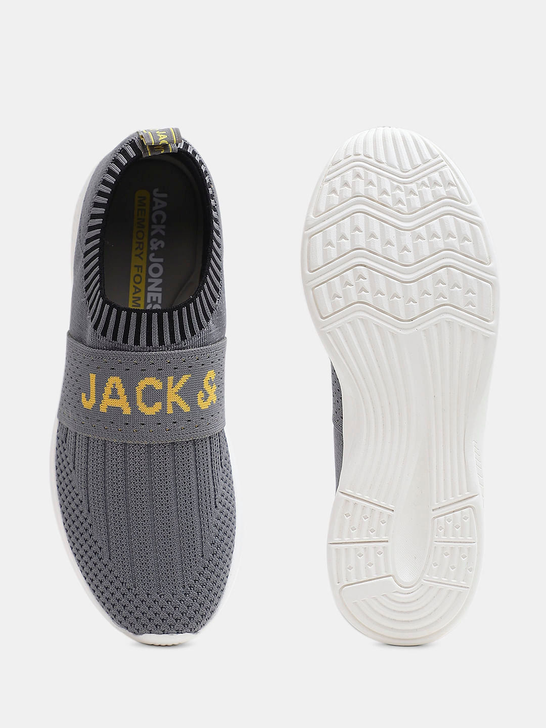 Ash Grey Knitted Slip On Sneakers