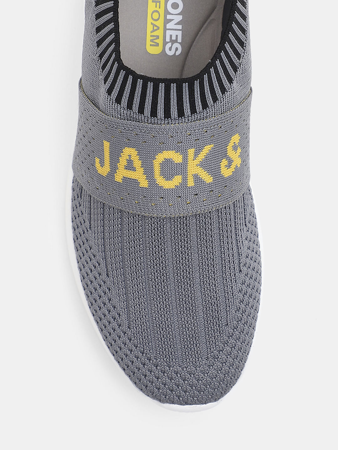 Ash Grey Knitted Slip On Sneakers