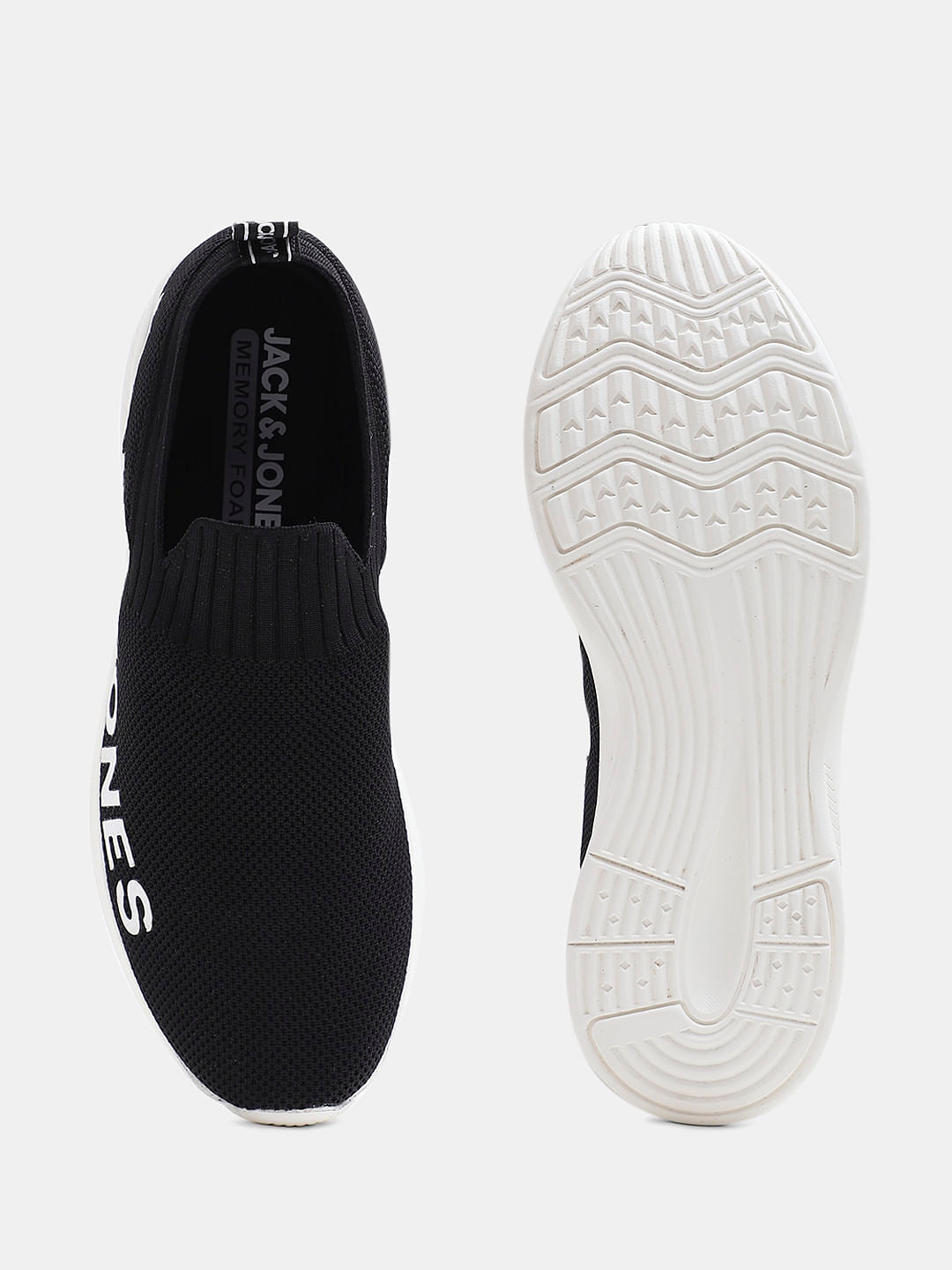 Black Knitted Slip On Sneakers