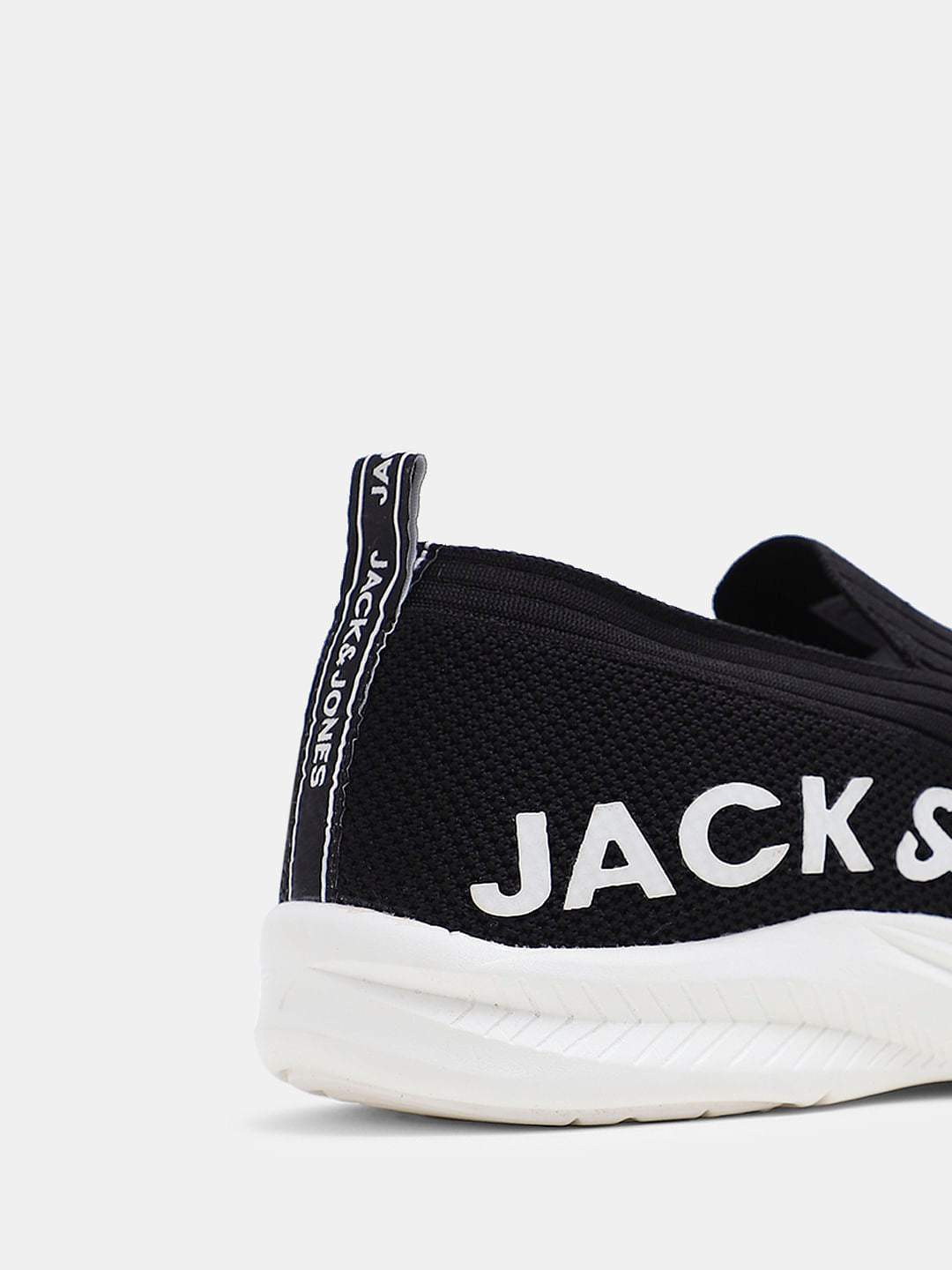 Black Knitted Slip On Sneakers