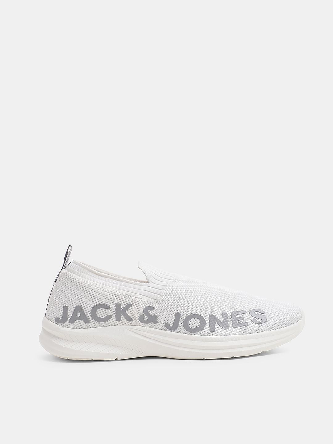White Knitted Slip On Sneakers