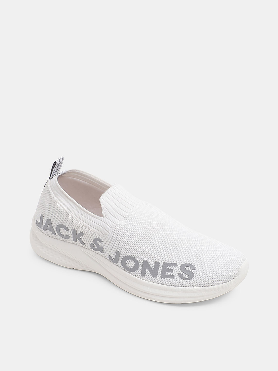 White Knitted Slip On Sneakers