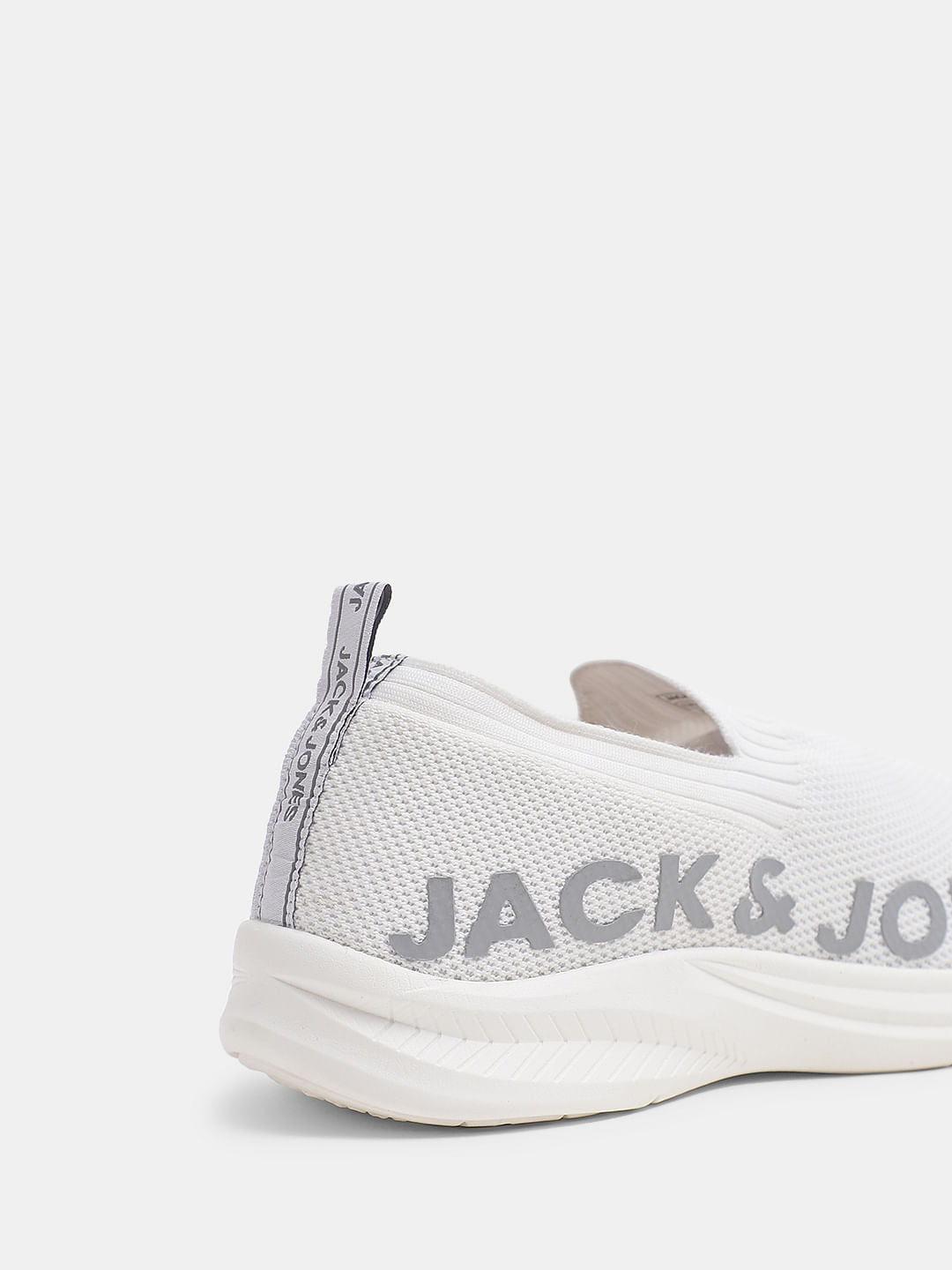 White Knitted Slip On Sneakers