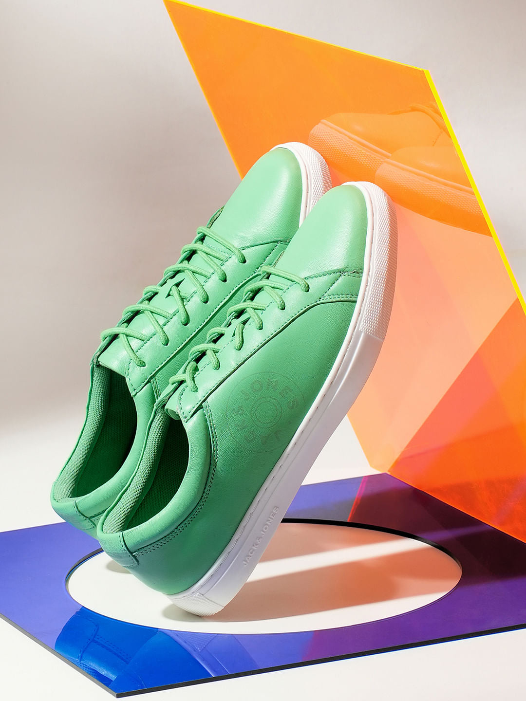 Green Leather Lace-Up Sneakers - 40