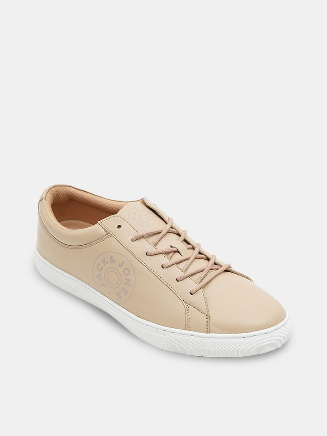 Beige Leather Sneakers