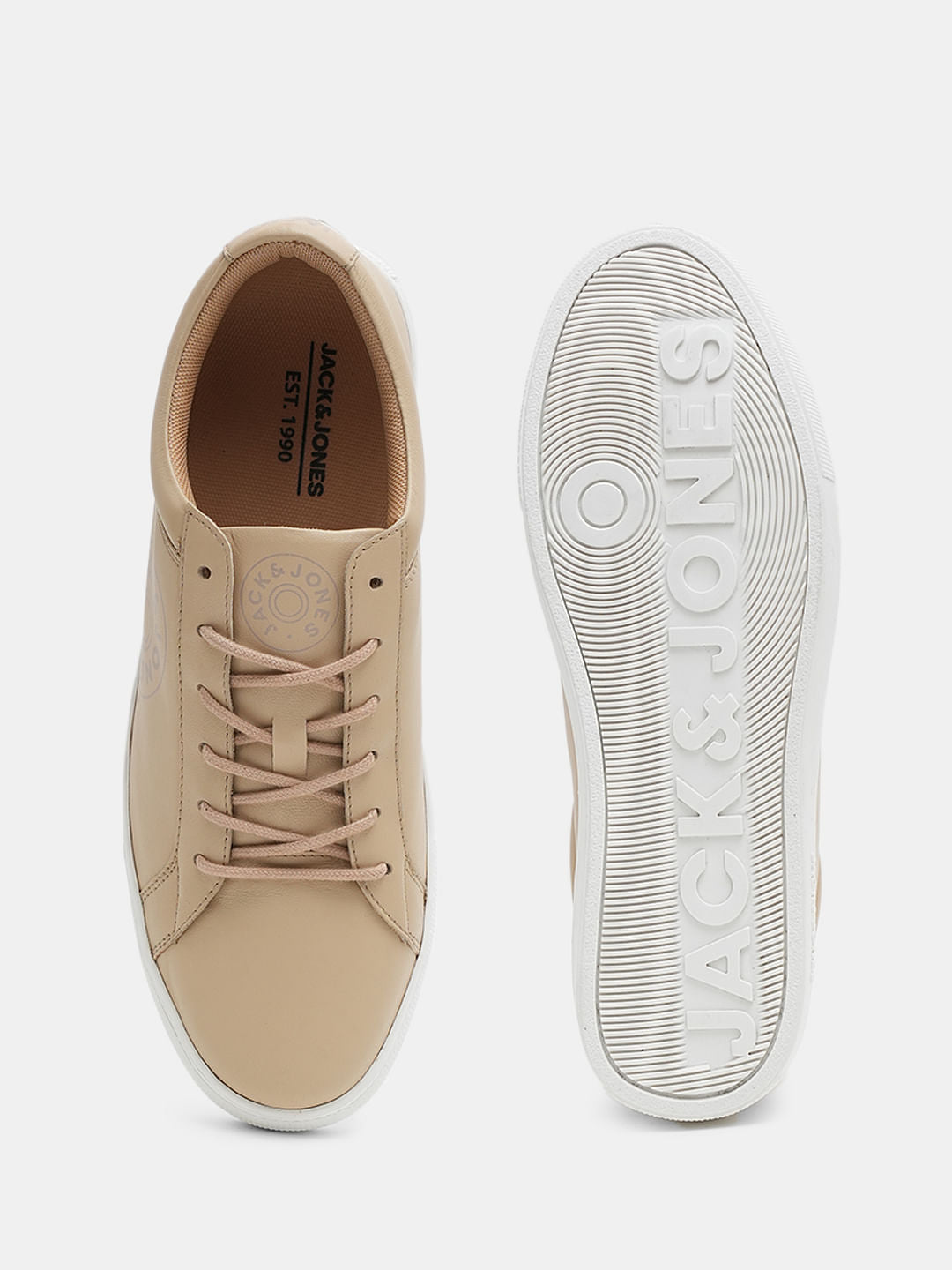 Beige Leather Sneakers