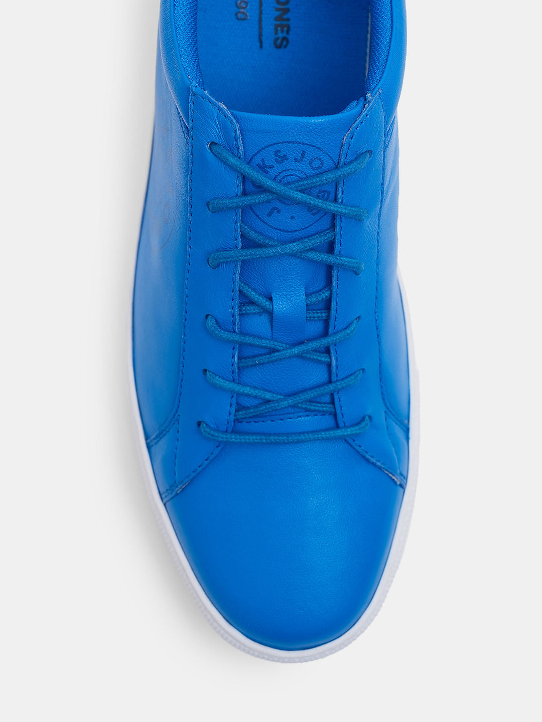 Blue Leather Lace-Up Sneakers