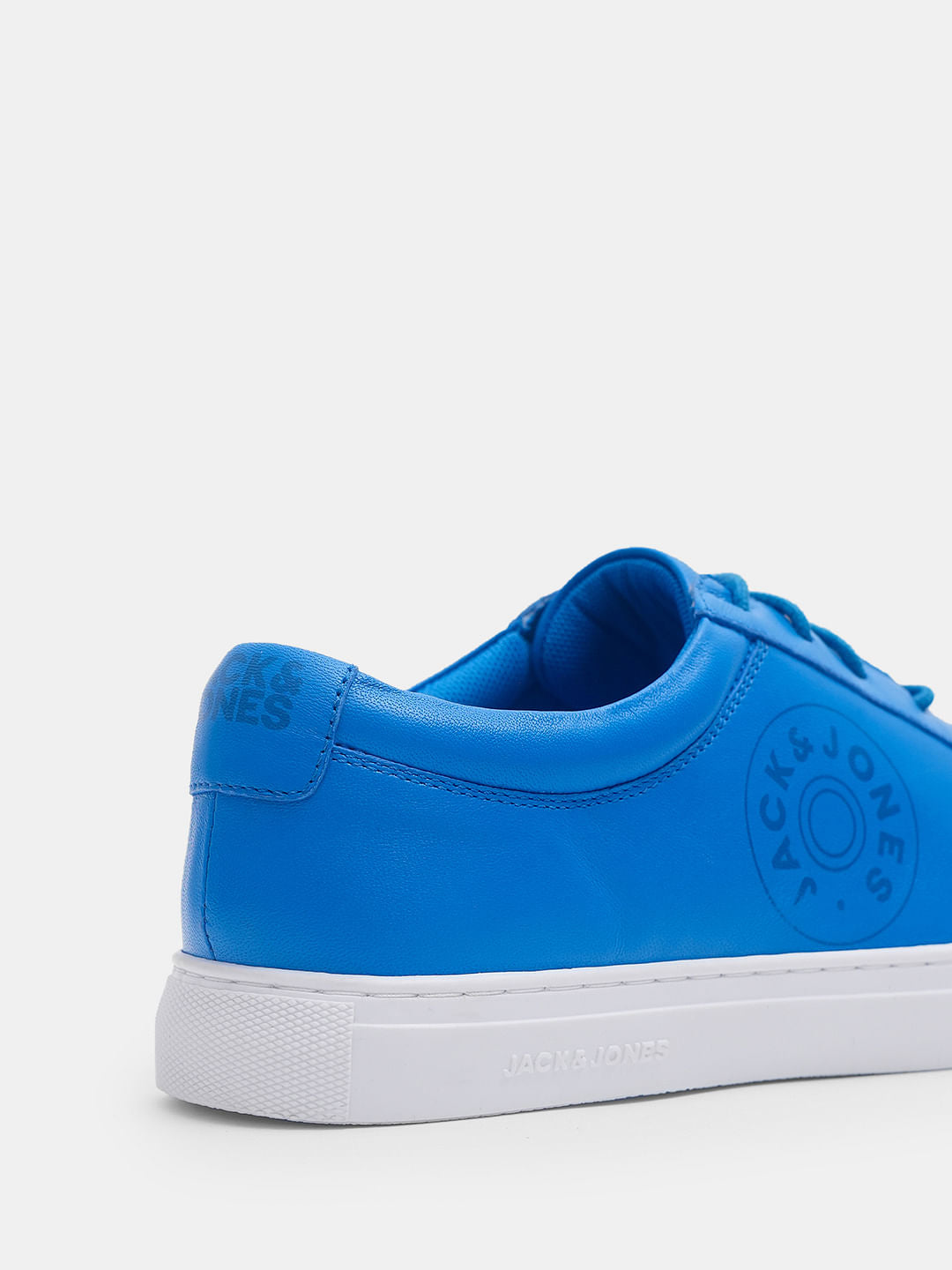 Blue Leather Lace-Up Sneakers