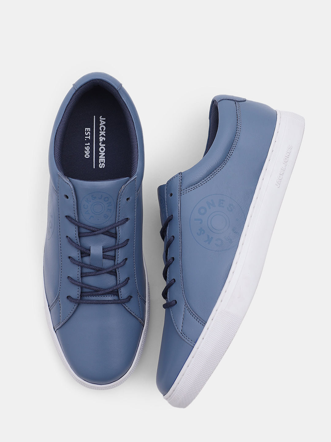 Blue Leather Sneakers