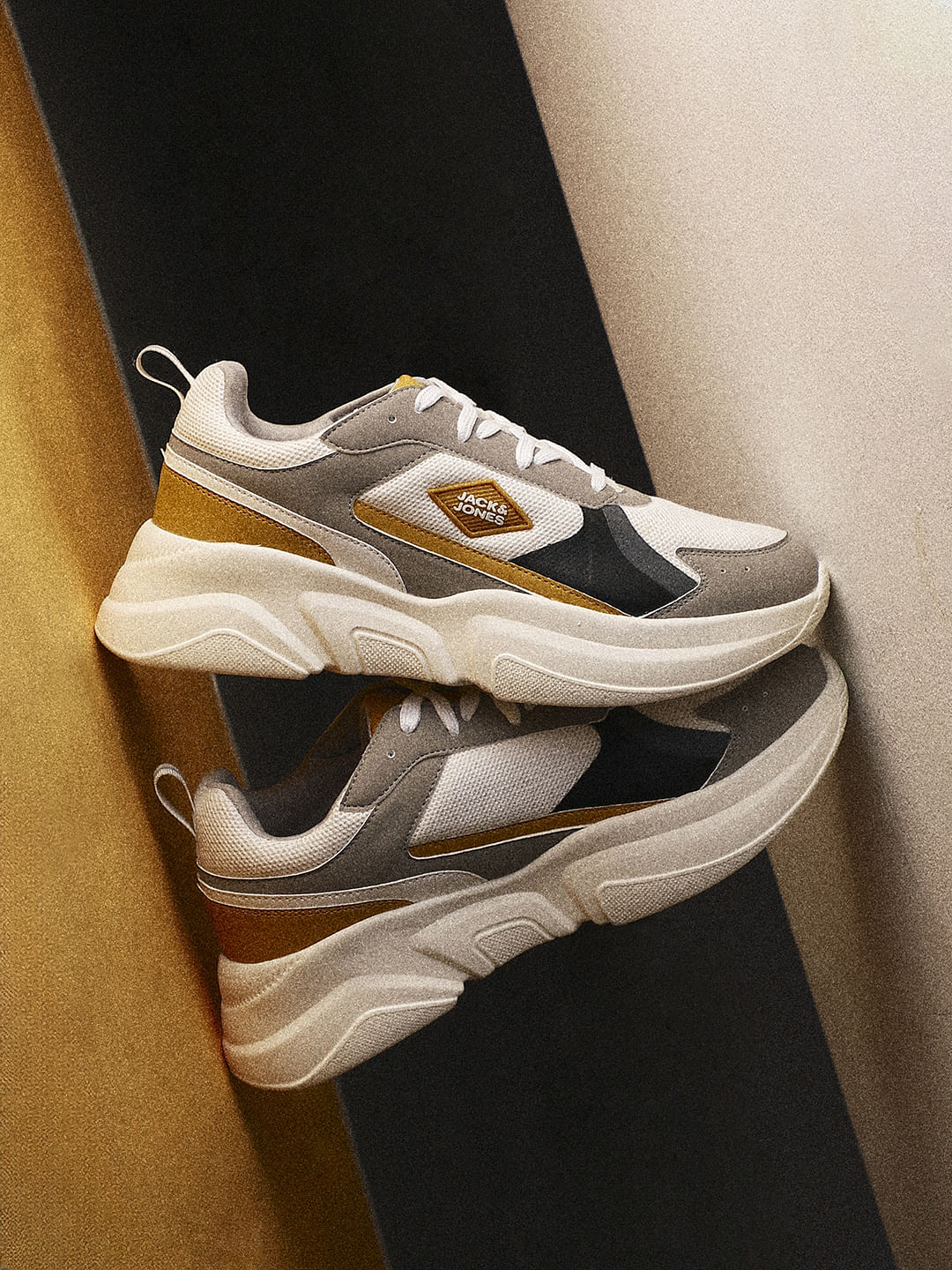 White Colourblocked Chunky Sneakers - 40