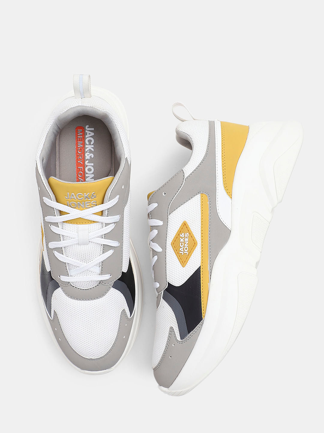 White Colourblocked Chunky Sneakers