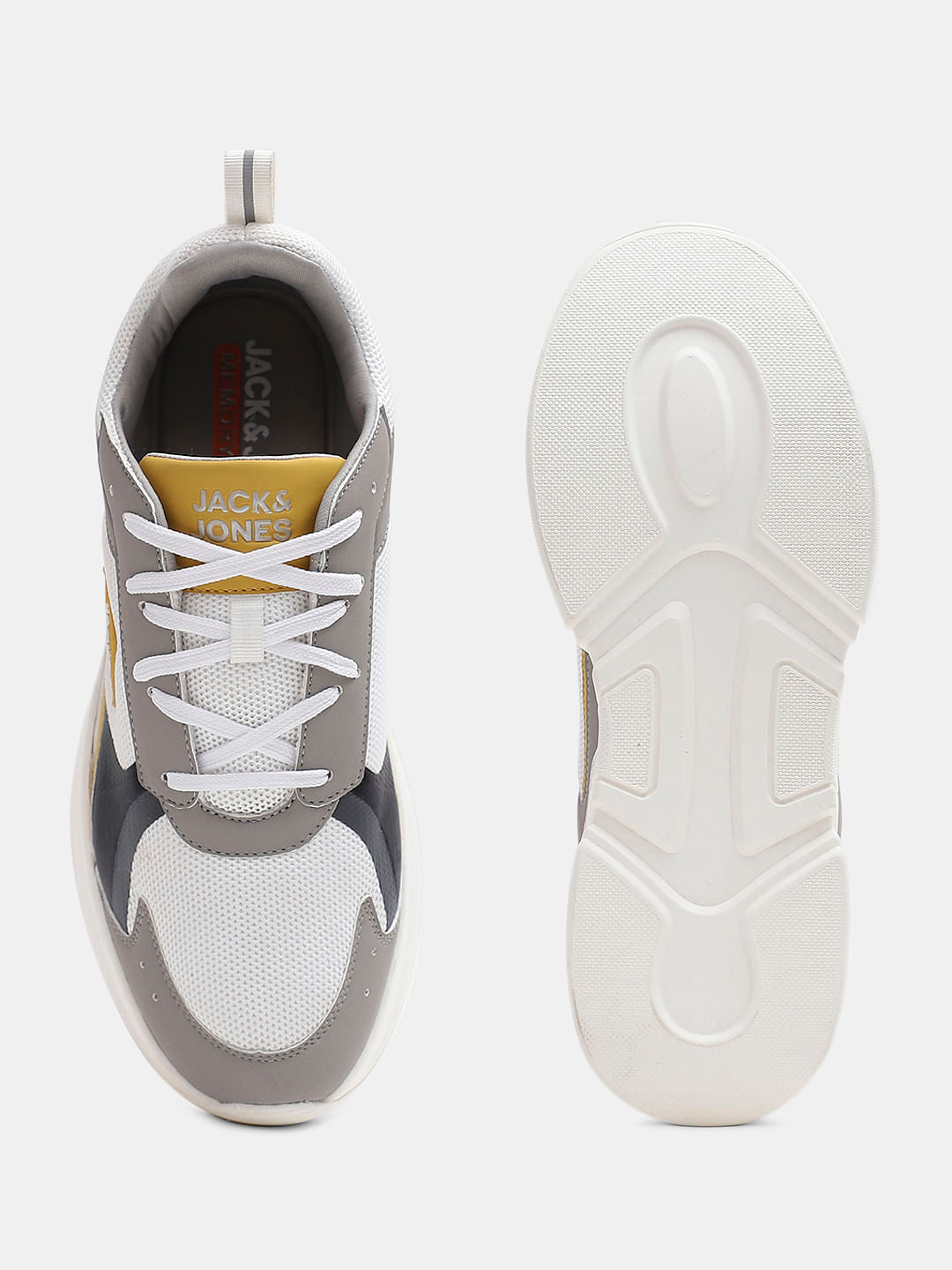 White Colourblocked Chunky Sneakers