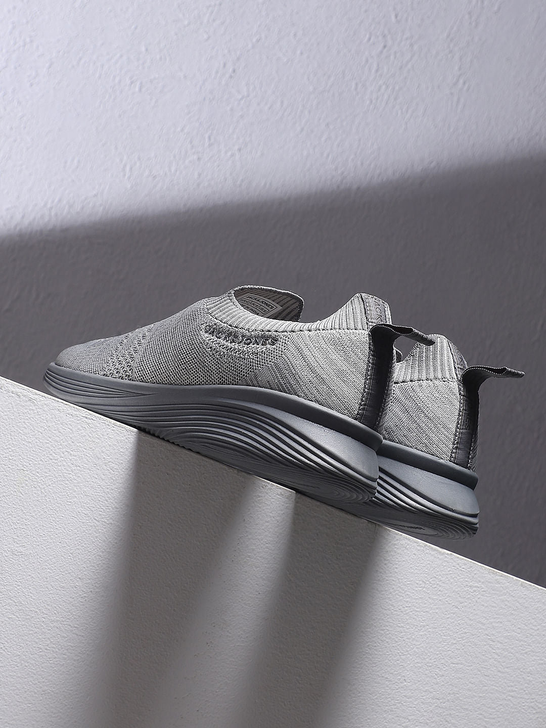 Light Grey Knitted Slip On Sneakers - 40