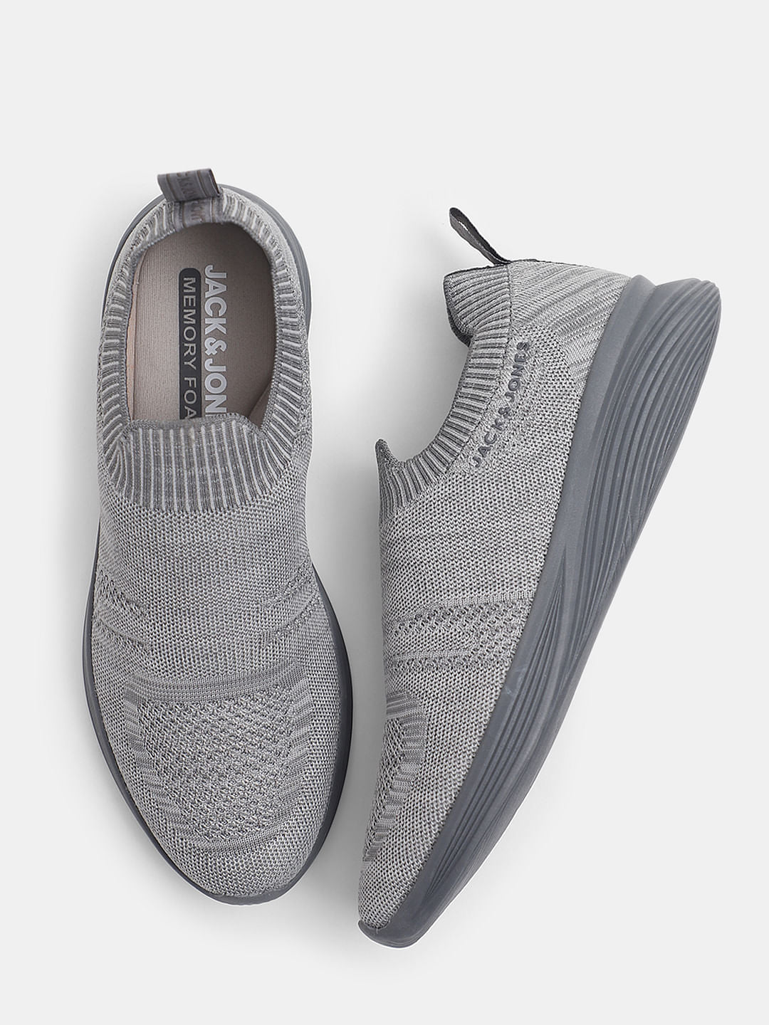 Light Grey Knitted Slip On Sneakers