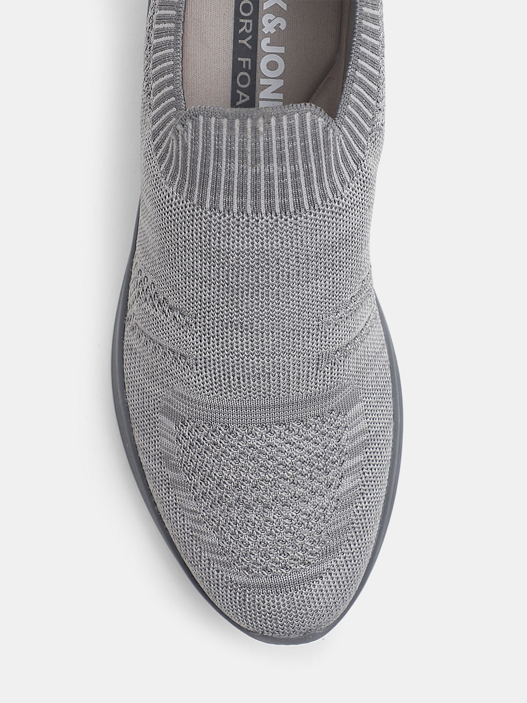 Light Grey Knitted Slip On Sneakers